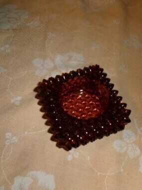 vtg elegant dark amber Fenton salt cellar for the elegant table